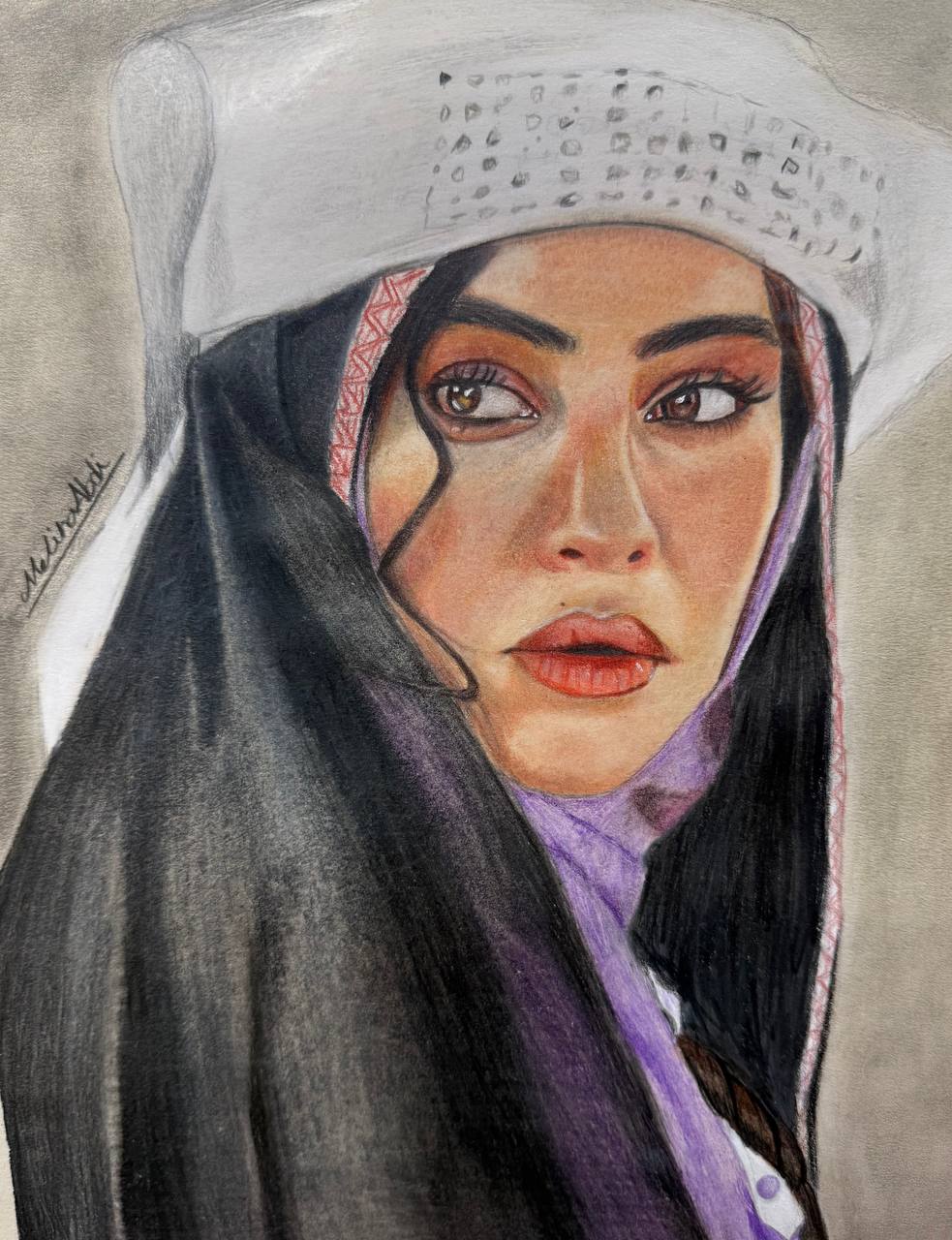 آموزش نقاشی سیاه قلم ملینا عبدی